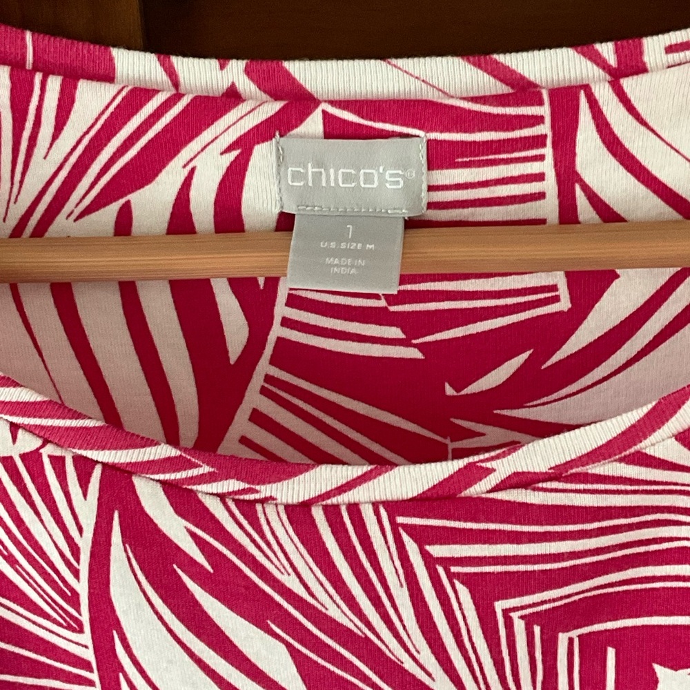 Chico's Size 1 (M) Pima Print Elbow Tee - Picture 4 of 5